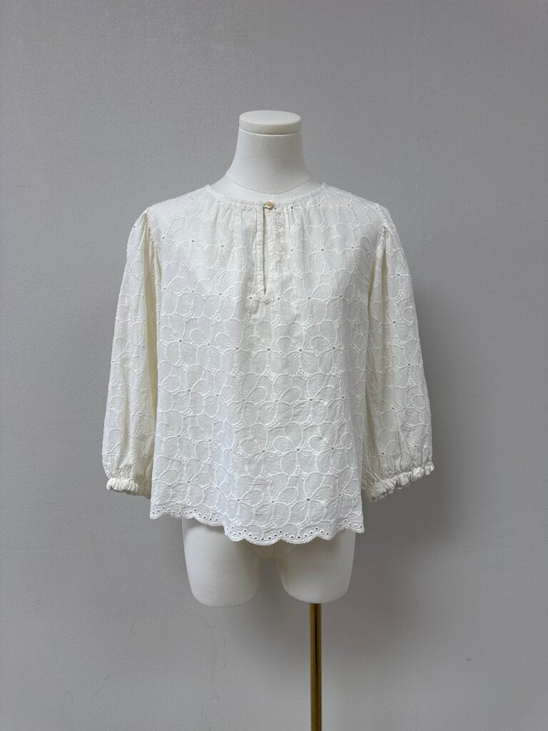 Velvet by Graham Spencer White Eyelet Top