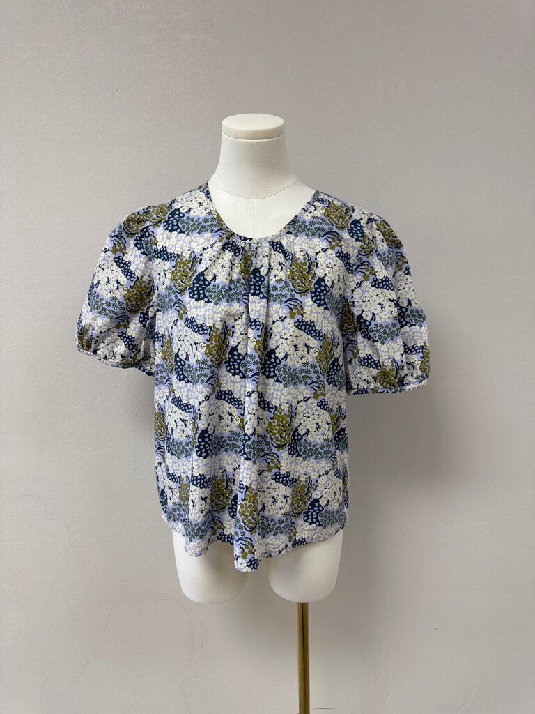 No. 6 Store Periwinkle Floral Puff Sleeve Top