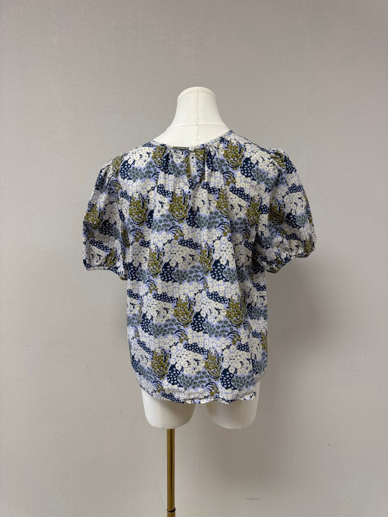 No. 6 Store Periwinkle Floral Puff Sleeve Top