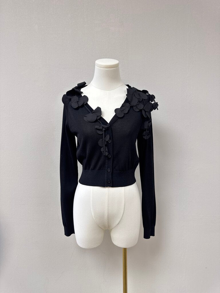 Meimeij Black Petal Cardigan NWT