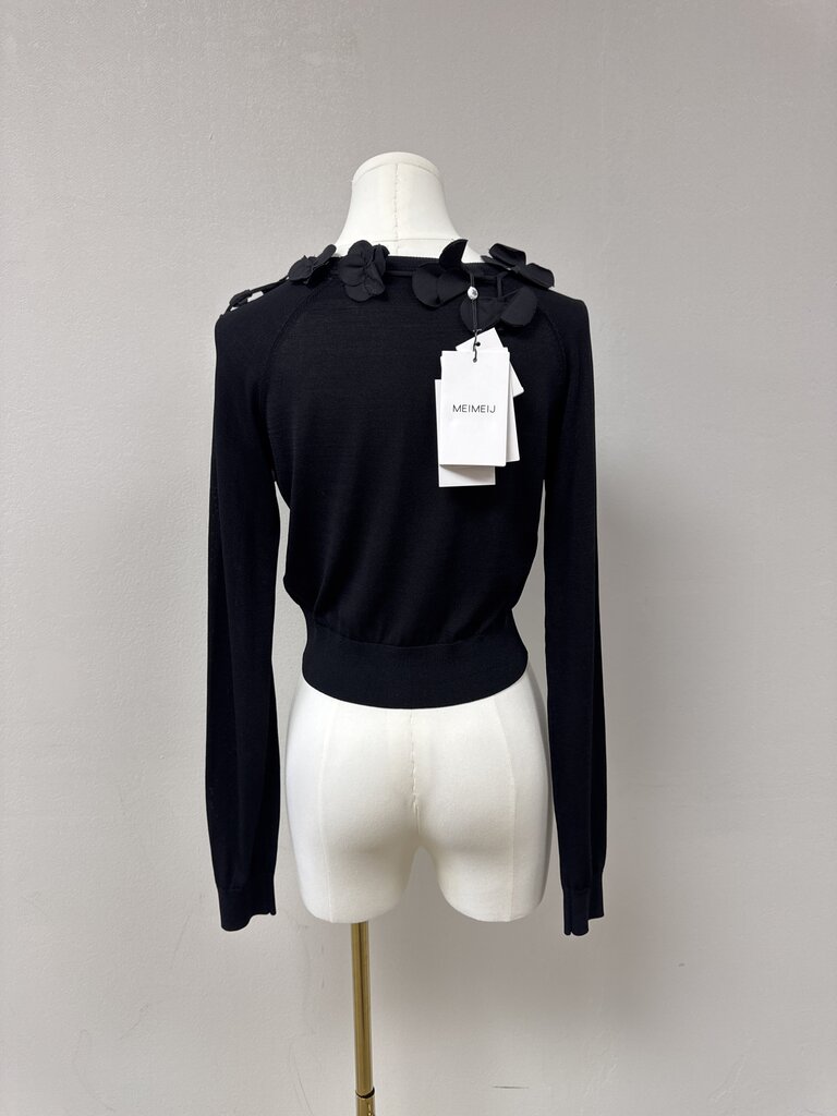 Meimeij Black Petal Cardigan NWT