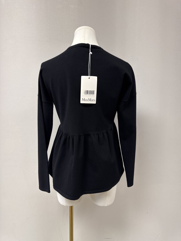 Max Mara Black Peplum Top NWT