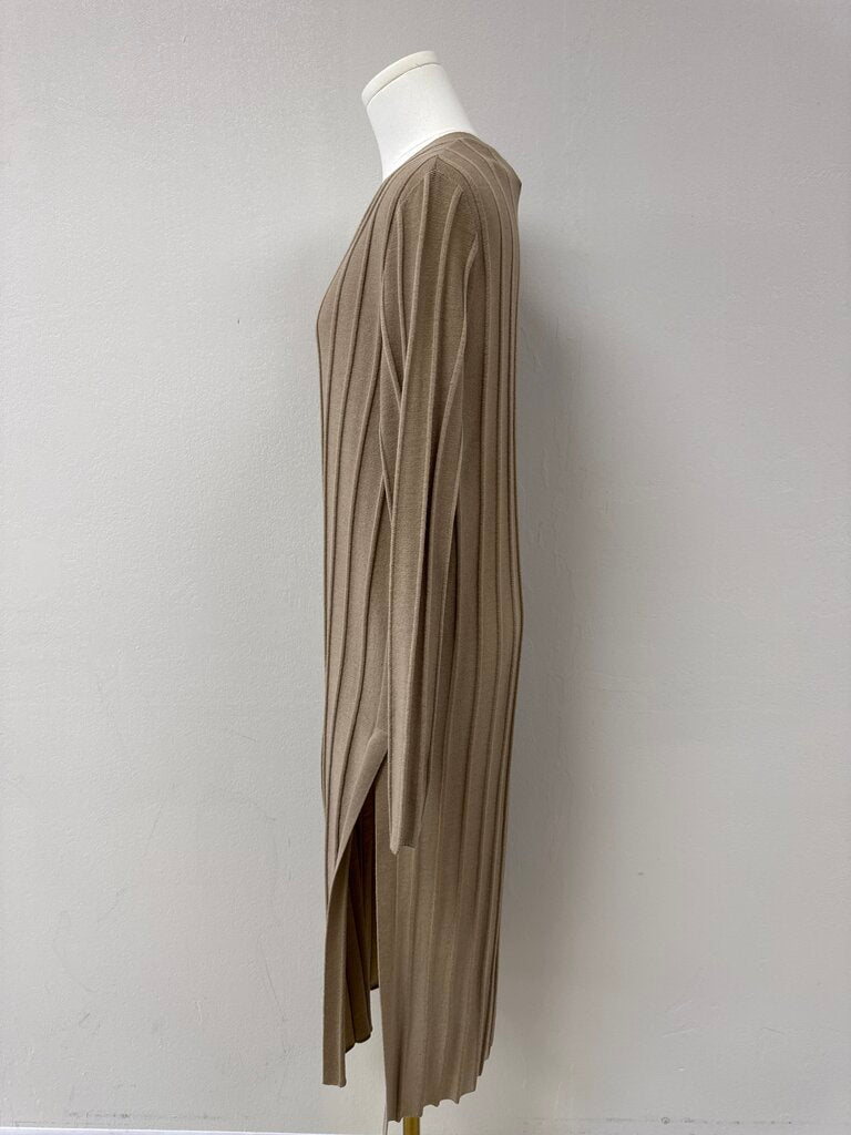 Theory Tan Ribbed Long Cardigan