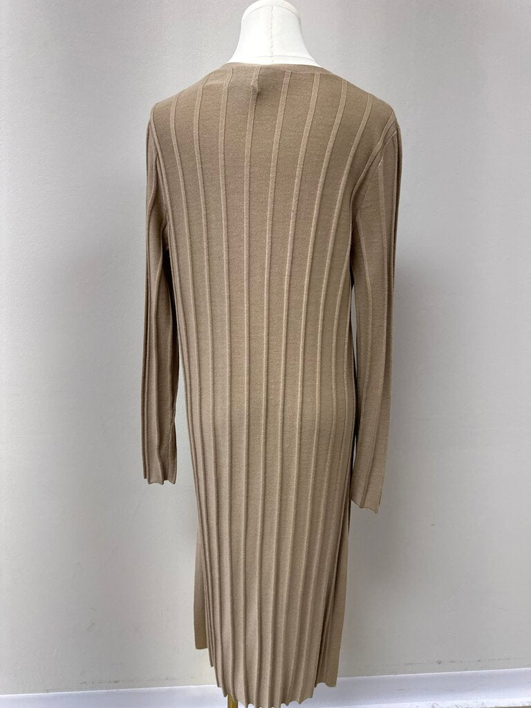 Theory Tan Ribbed Long Cardigan