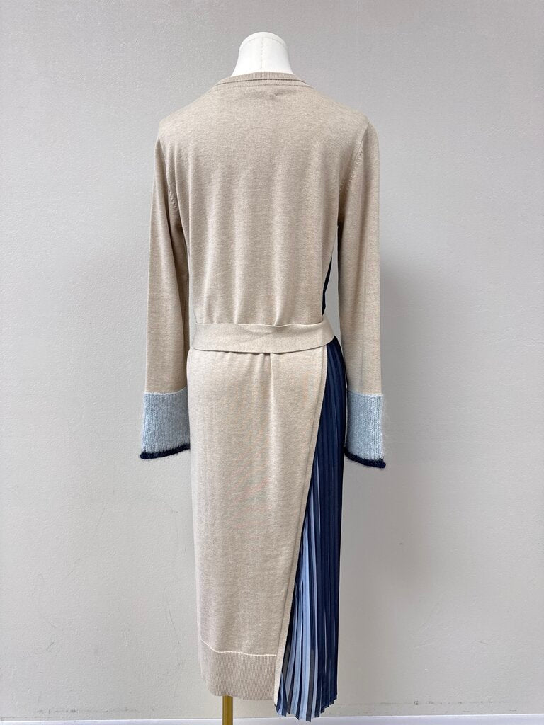 Yigal Azrouel Tan Mixed Material Belted Maxi Dress