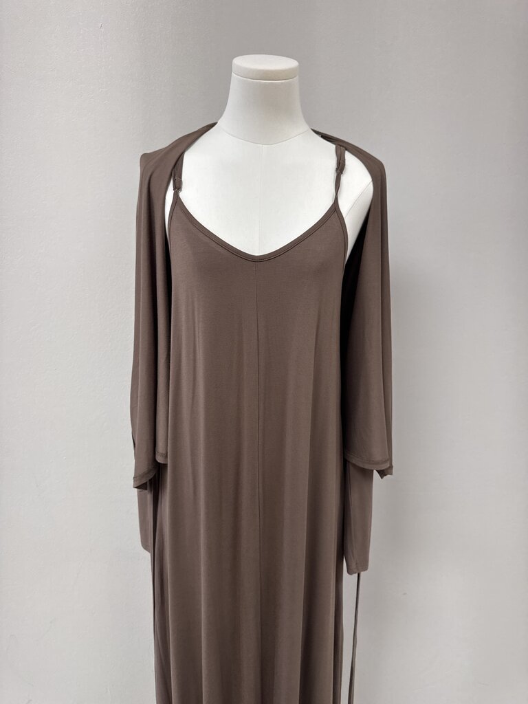 Byrd Brown Maxi Dress w/ Cardigan NWT