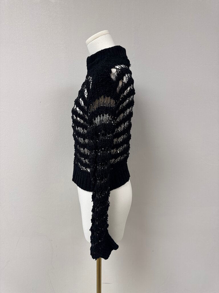 Maria Pavan Black Sequin Open Knit Jacket