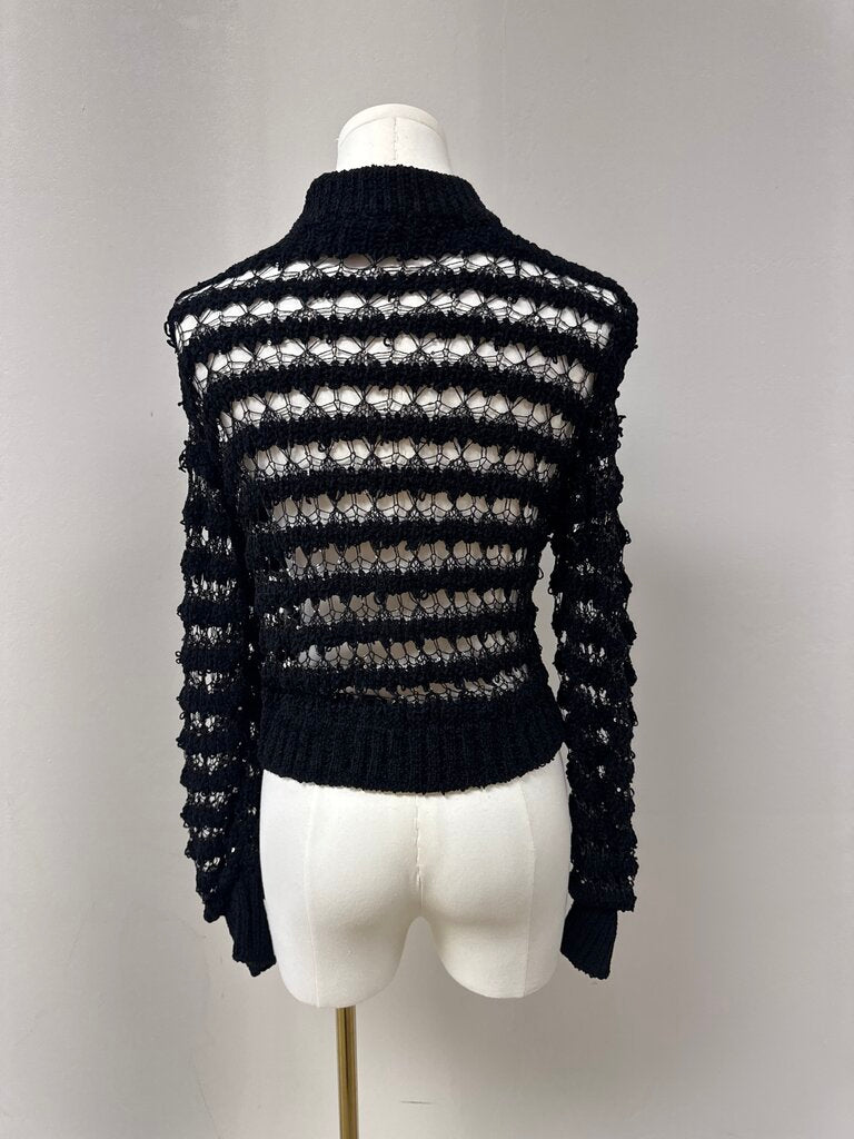 Maria Pavan Black Sequin Open Knit Jacket