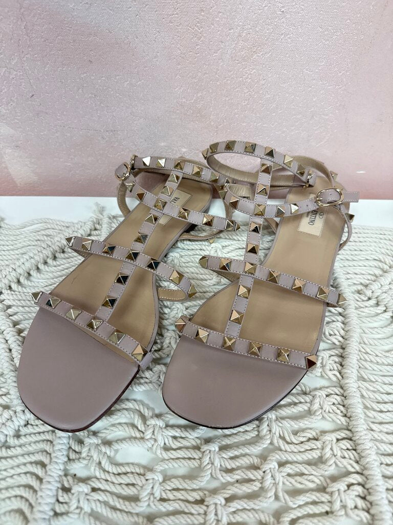 Valentino Blush Rockstud Gladiator Sandal