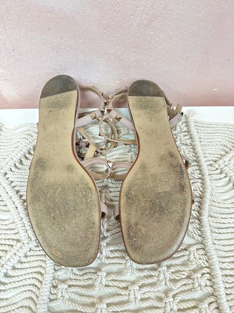 Valentino Blush Rockstud Gladiator Sandal
