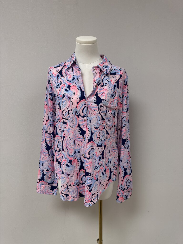 Lilly Pulitzer Blue Shell Button Up