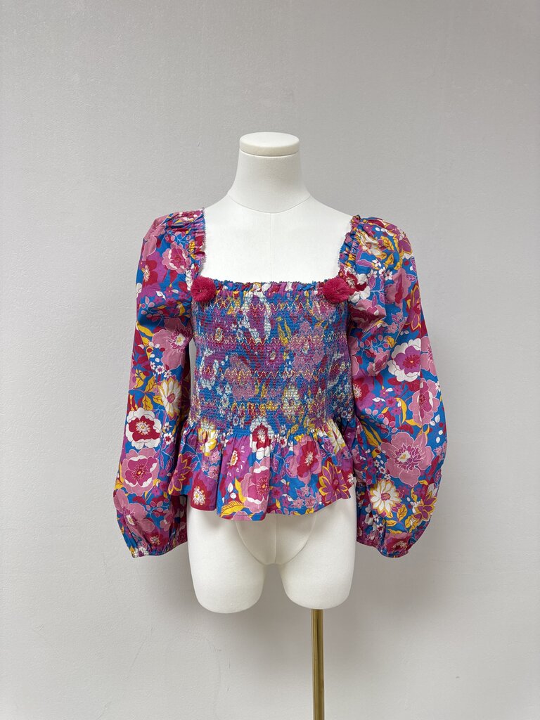 Figue Purple Floral Smocked Top NWT