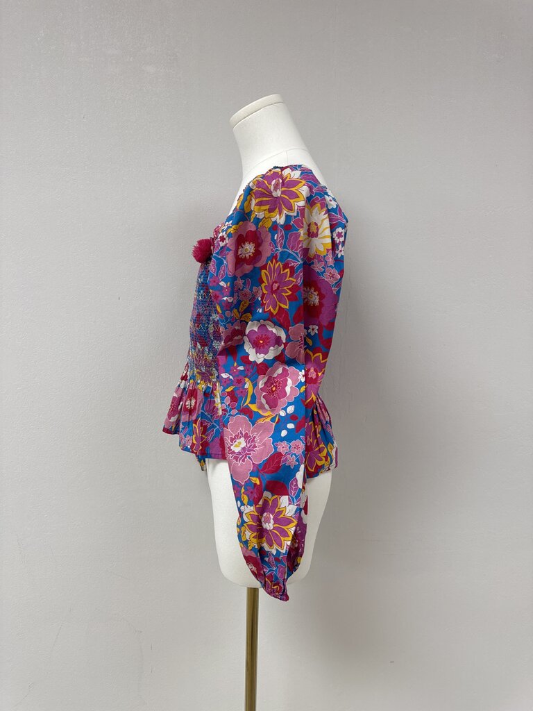 Figue Purple Floral Smocked Top NWT