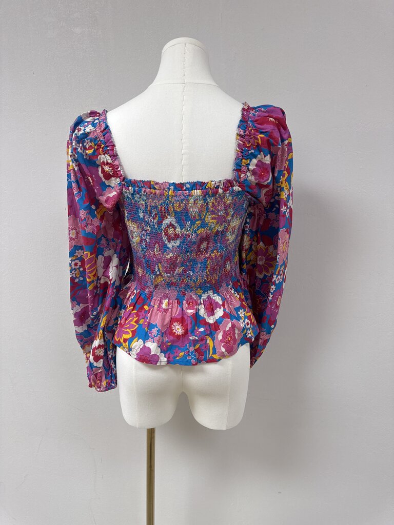 Figue Purple Floral Smocked Top NWT