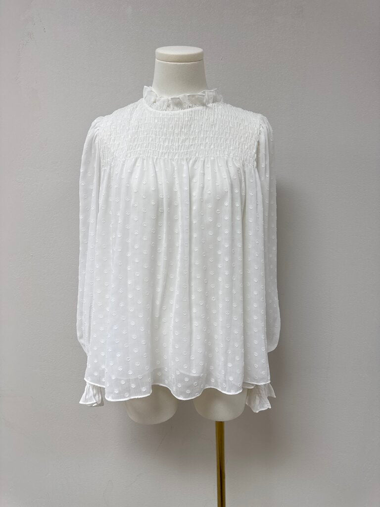 Rebecca Taylor White Smocked Blouse NWT