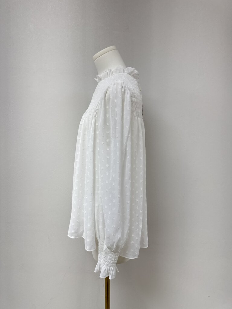Rebecca Taylor White Smocked Blouse NWT