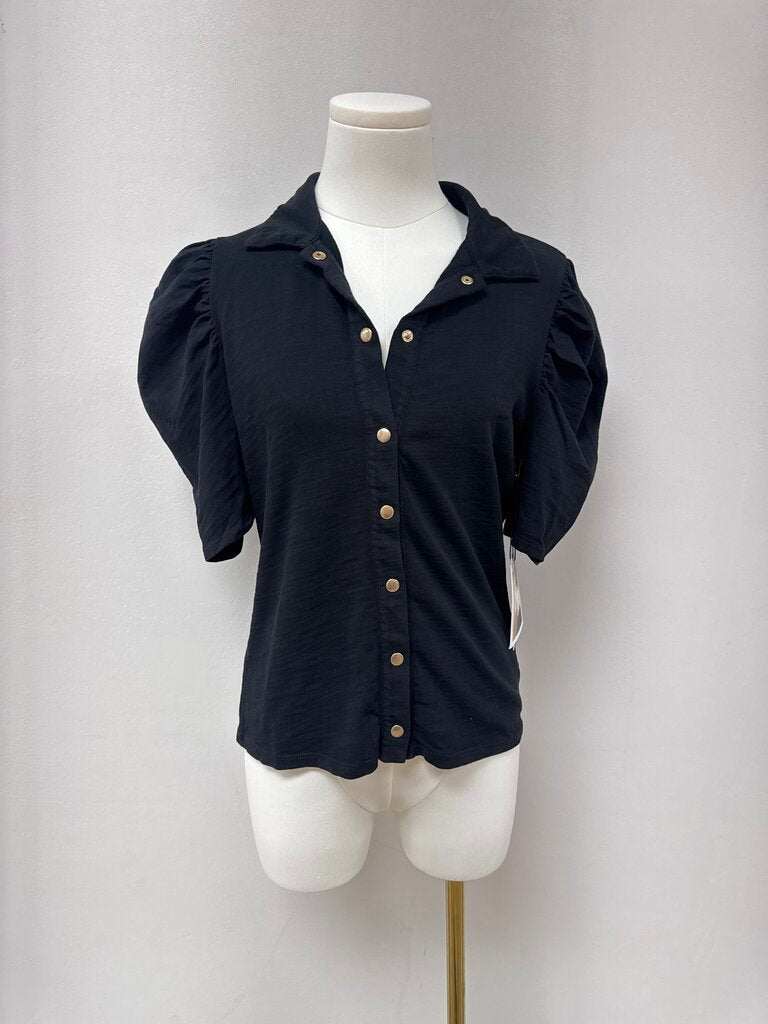 Nation Ltd Black Puff Sleeve Top NWT