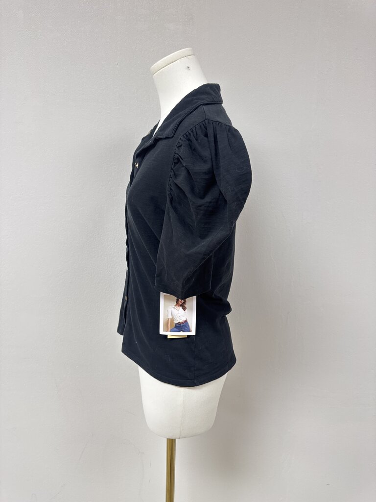 Nation Ltd Black Puff Sleeve Top NWT