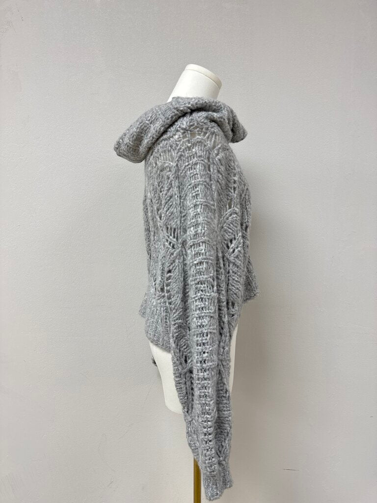 Free People Grey Chunky Cropped Cowl Neck Sweater NWT