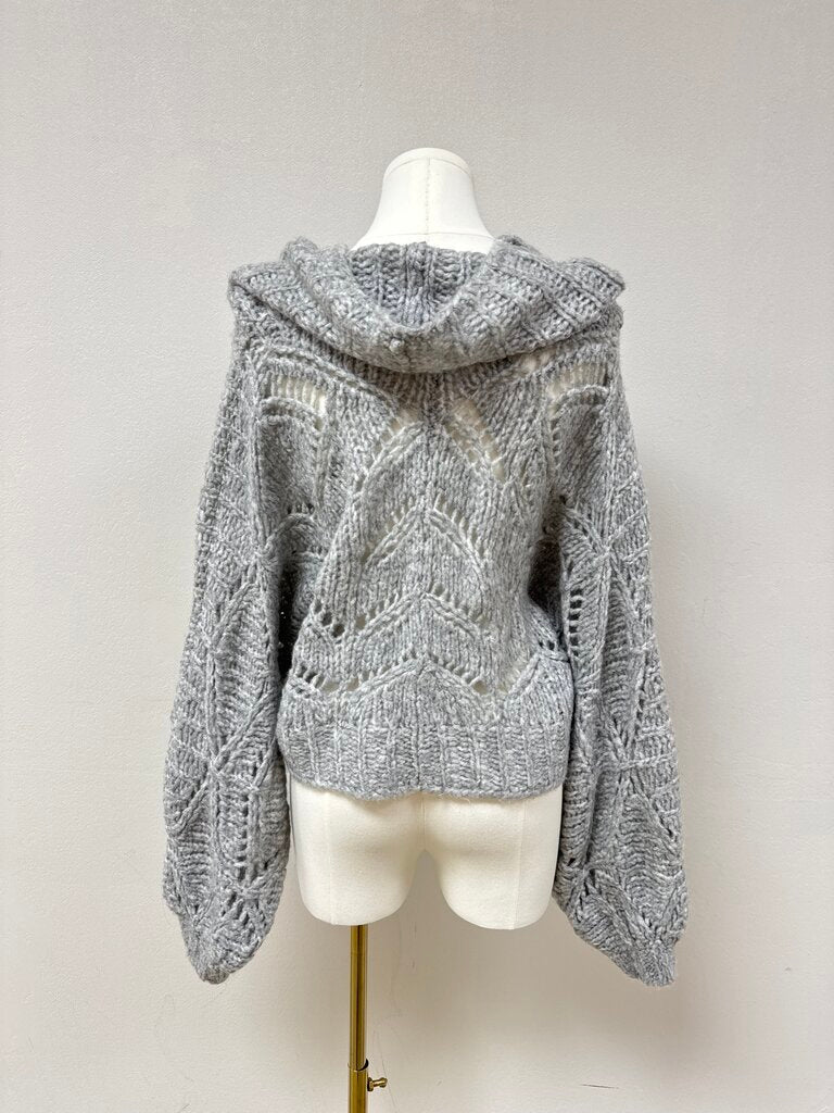 Free People Grey Chunky Cropped Cowl Neck Sweater NWT