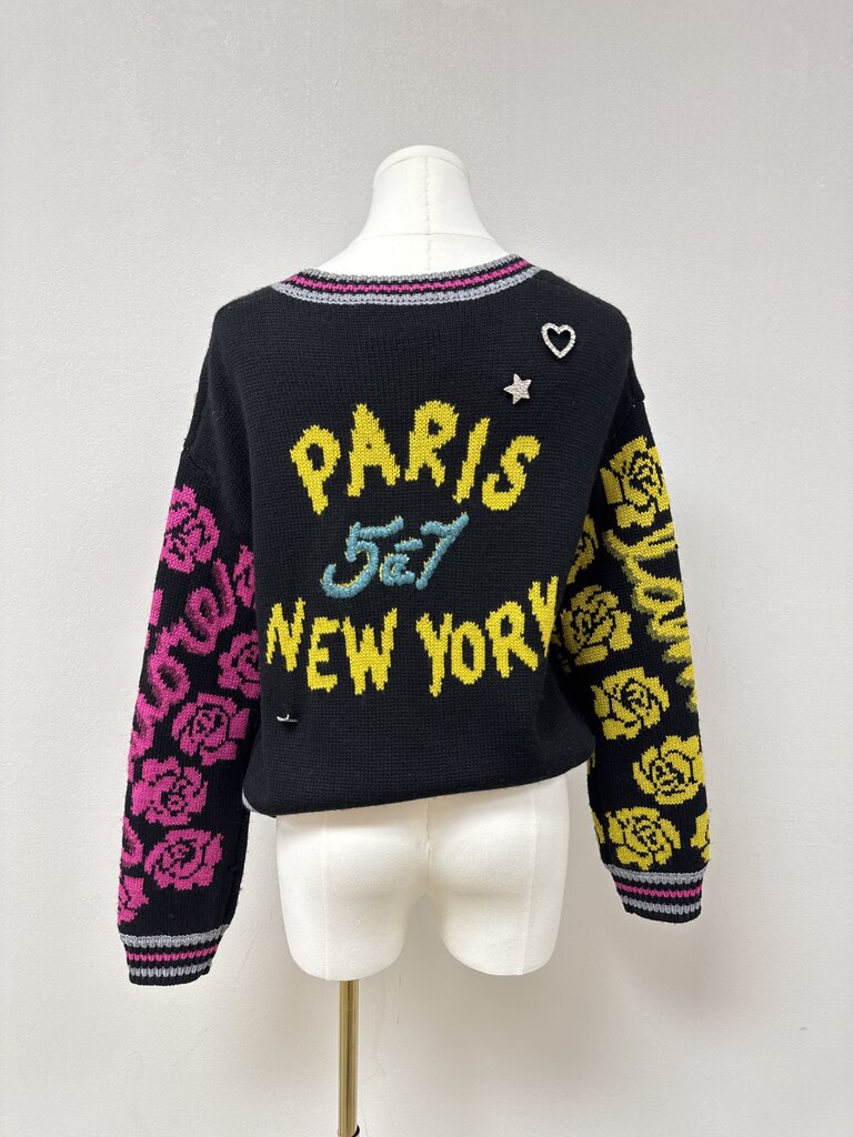 Cinq a Sept Black Graphic Print Cardigan