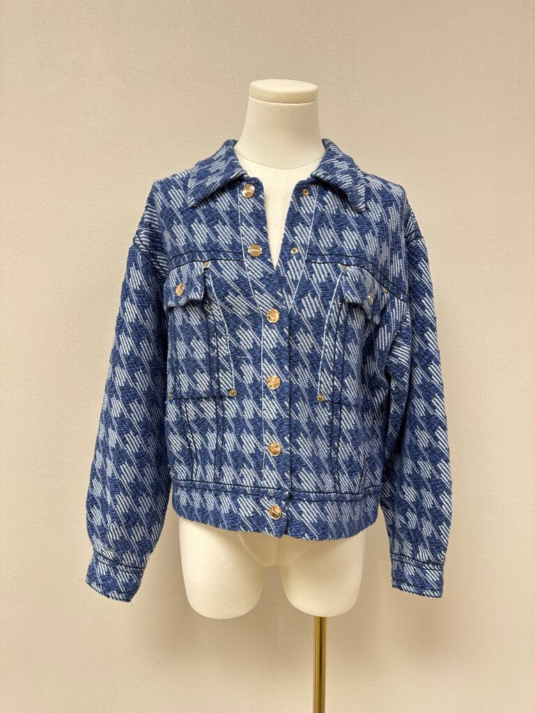 Sandro Blue Houndstooth Jacket