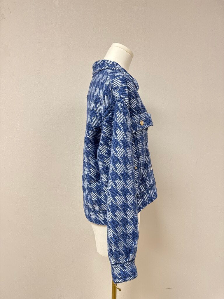 Sandro Blue Houndstooth Jacket