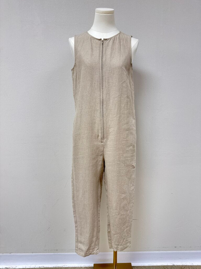 Eileen Fisher Tan Linen Jumpsuit