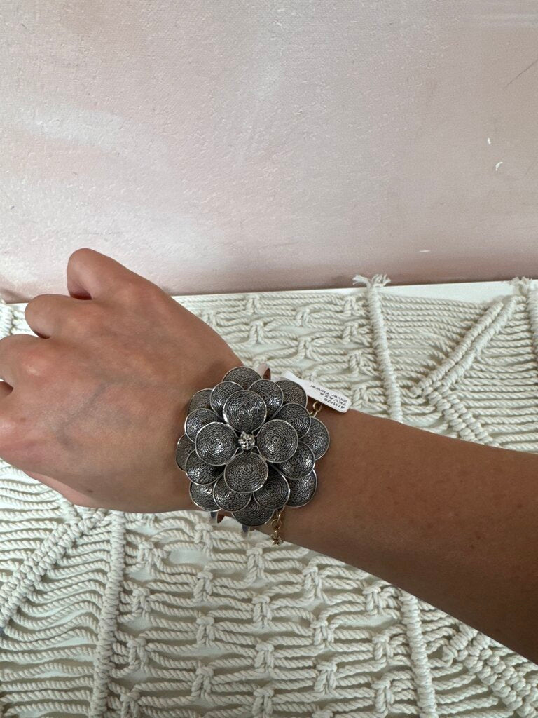 Silver Flower Cuff