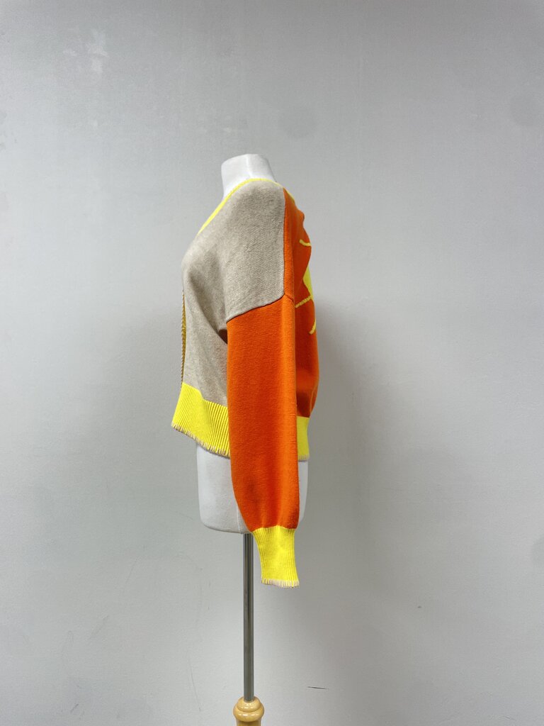 Kerri Rosenthal Orange Colorblock Cardigan NWT
