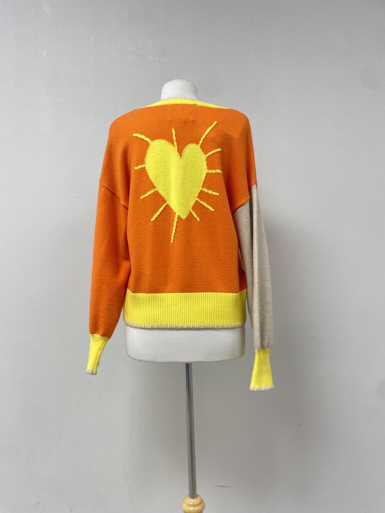 Kerri Rosenthal Orange Colorblock Cardigan NWT