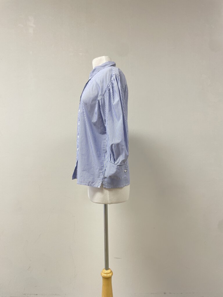 Nation Ltd Blue and White Striped Button Up
