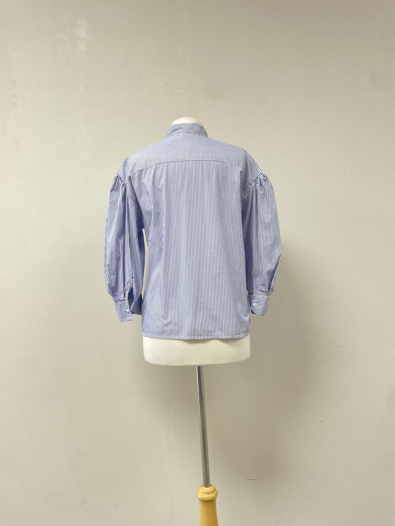Nation Ltd Blue and White Striped Button Up