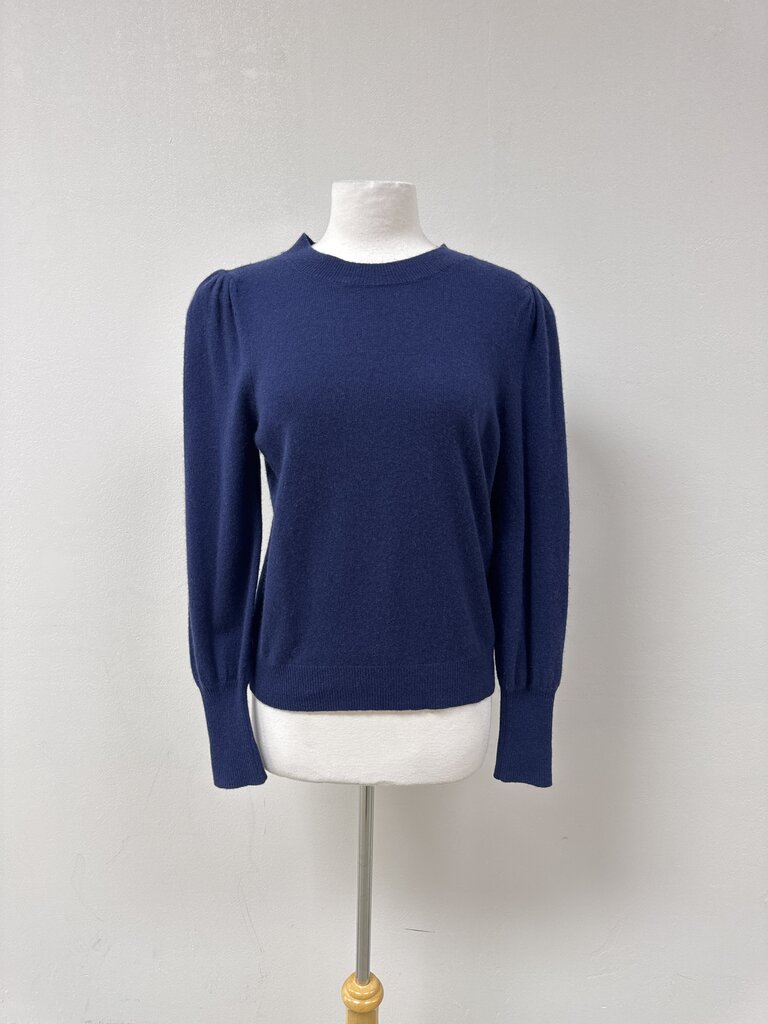Veronica Beard Navy Puff Sleeve Sweater