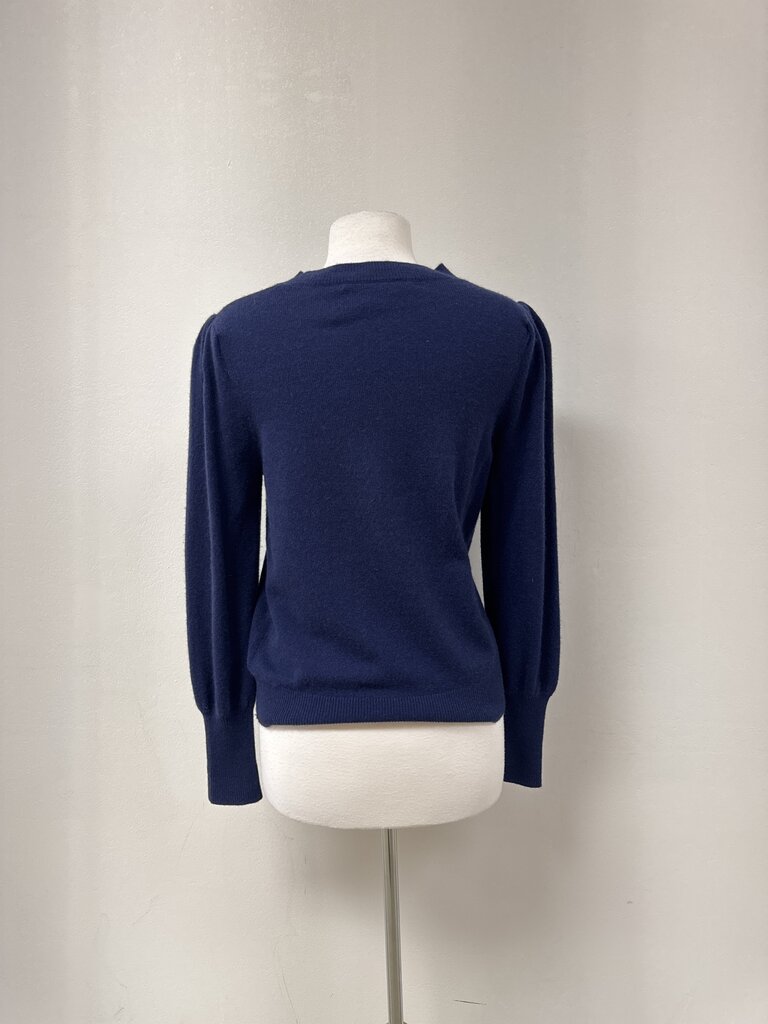 Veronica Beard Navy Puff Sleeve Sweater