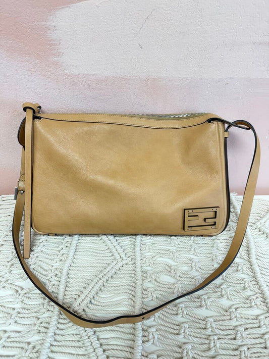 Fendi Tan Calf Leather Flap Bag (Orig $2850)