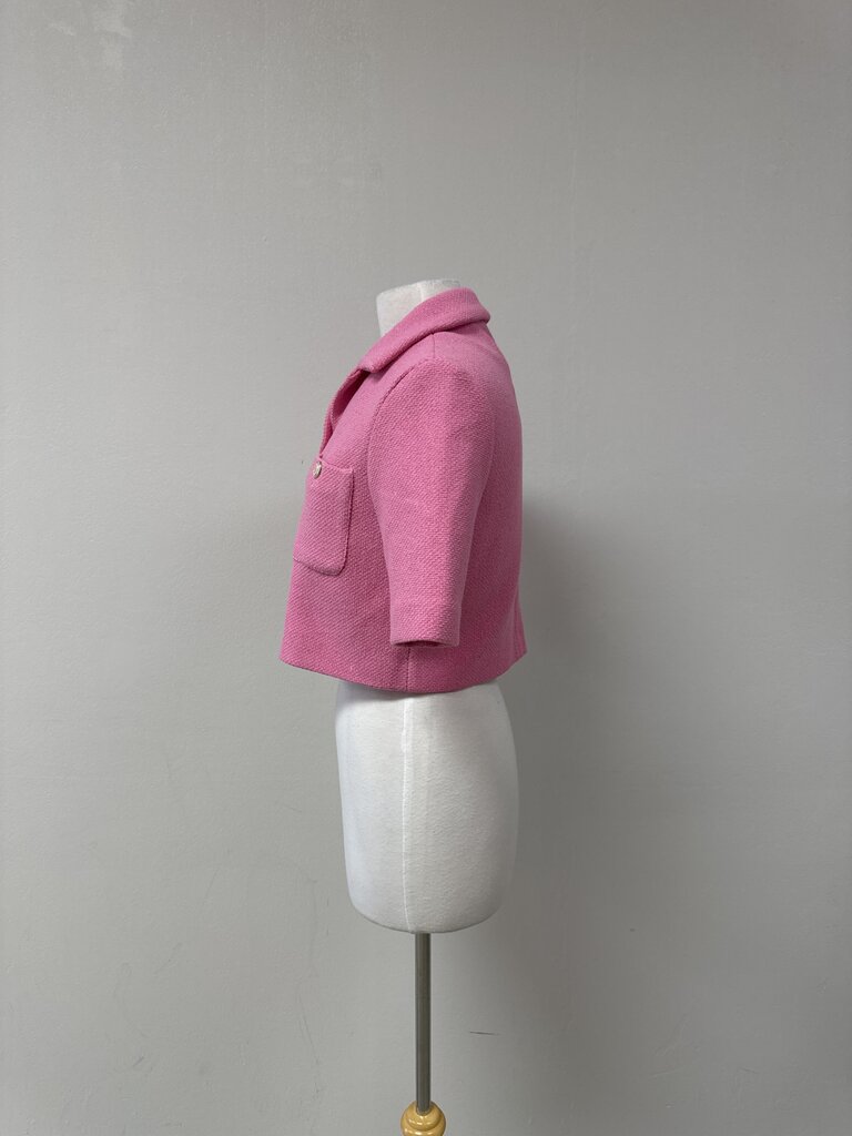 Maje Pink Cropped Tweed Jacket