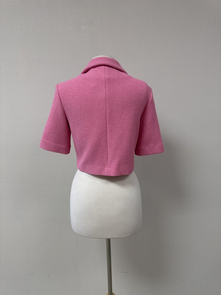 Maje Pink Cropped Tweed Jacket