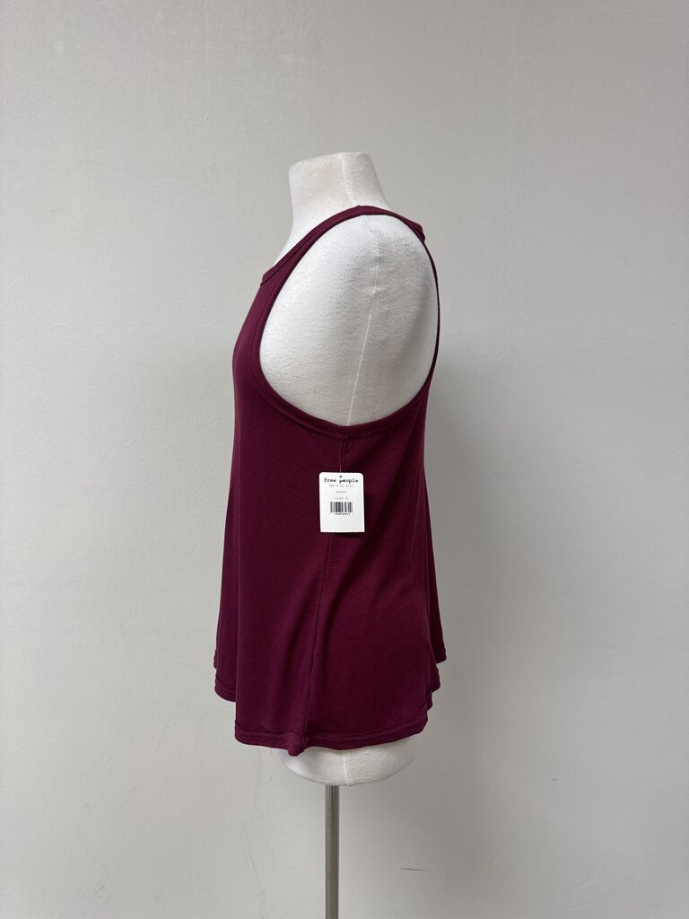 Free People Plum Ribbed Swing Tank NWT