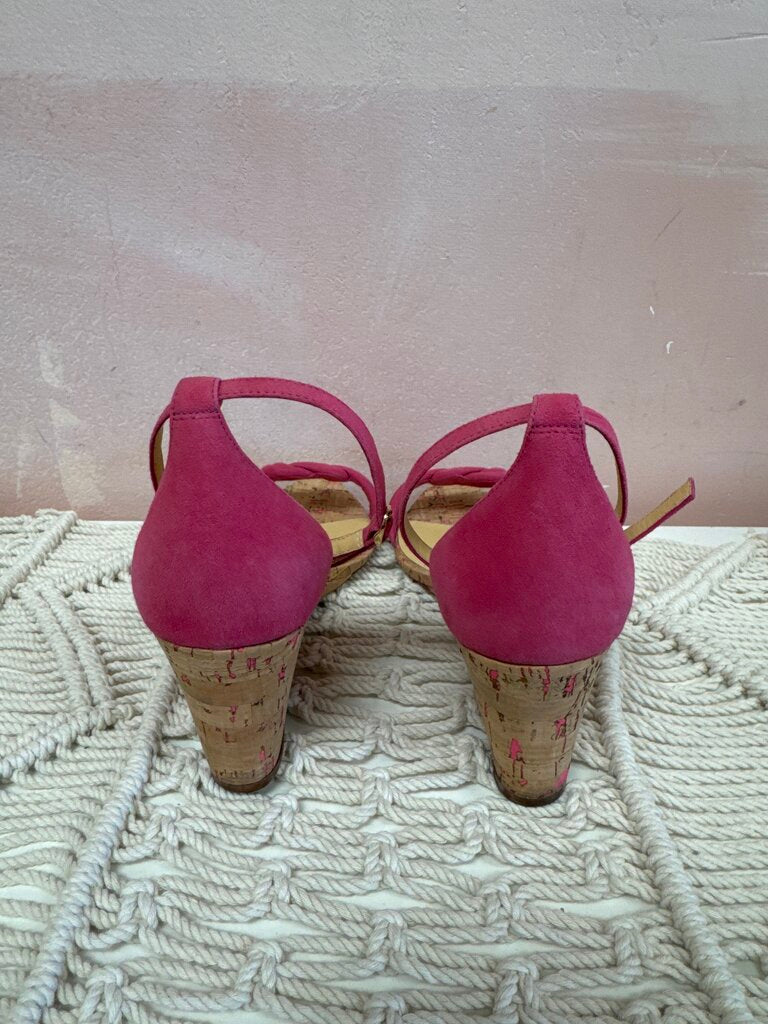 Birman Pink Suede Cork Wedge Sandal