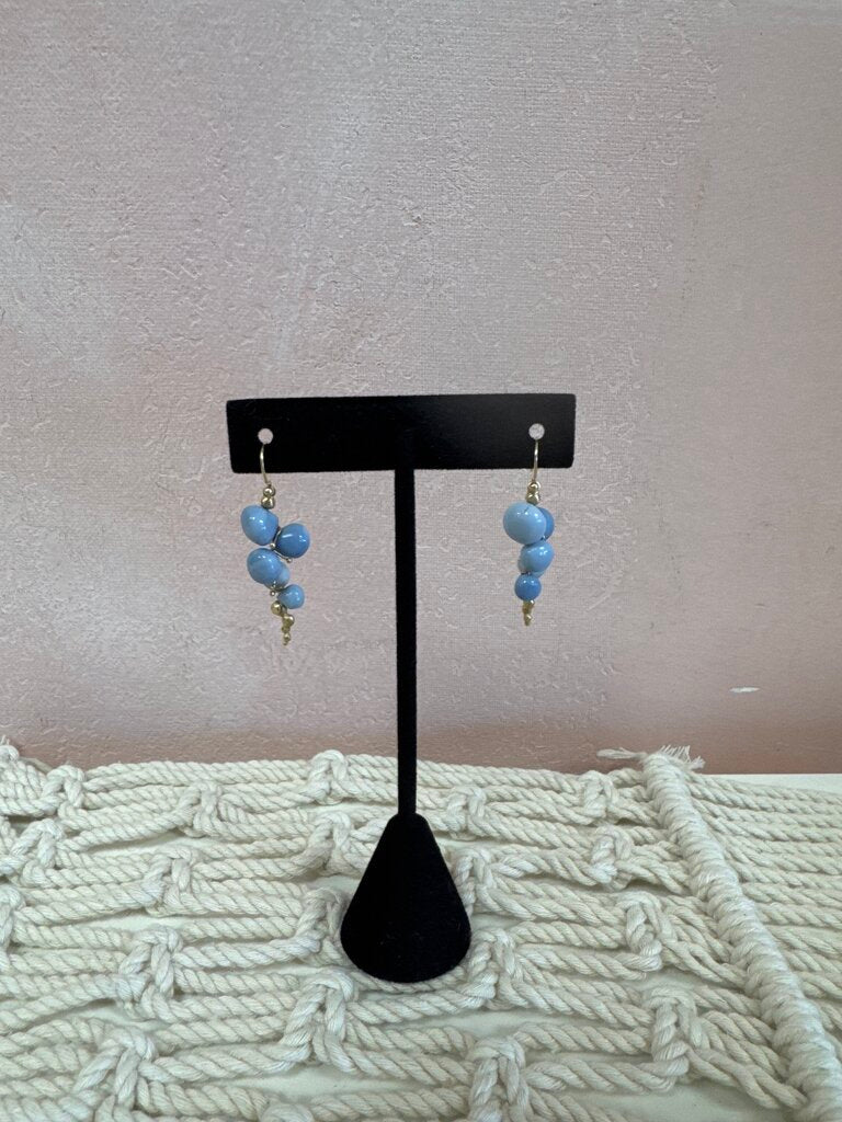 14k and Peruvian Blue Opal Dangle Earring