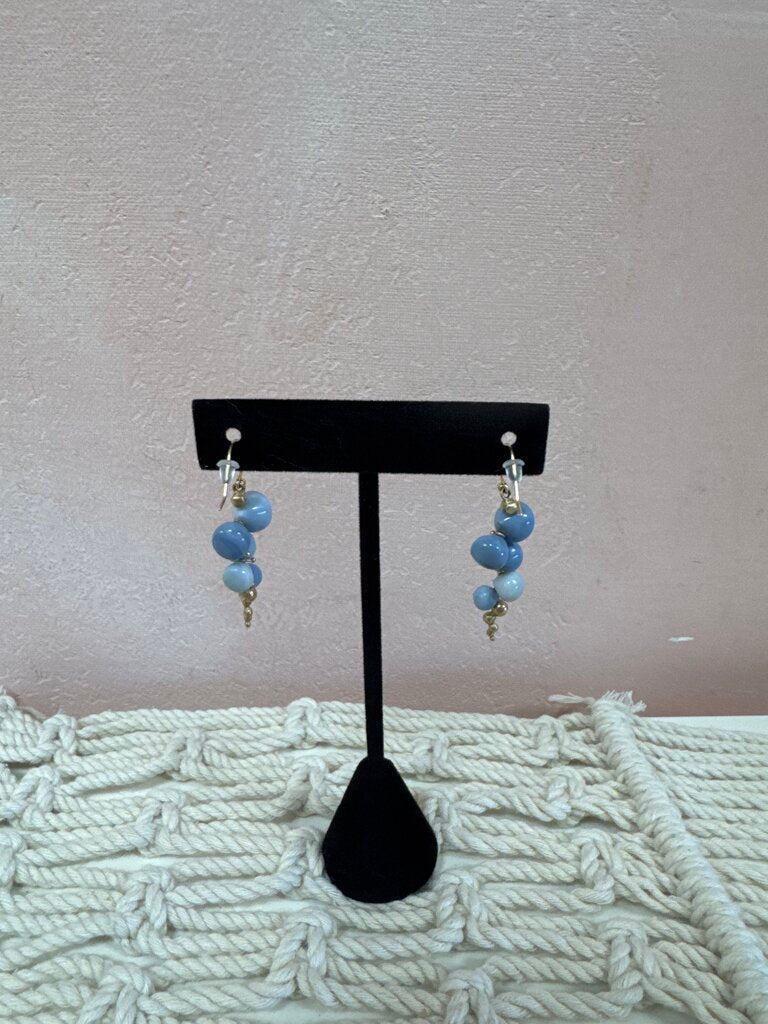 14k and Peruvian Blue Opal Dangle Earring
