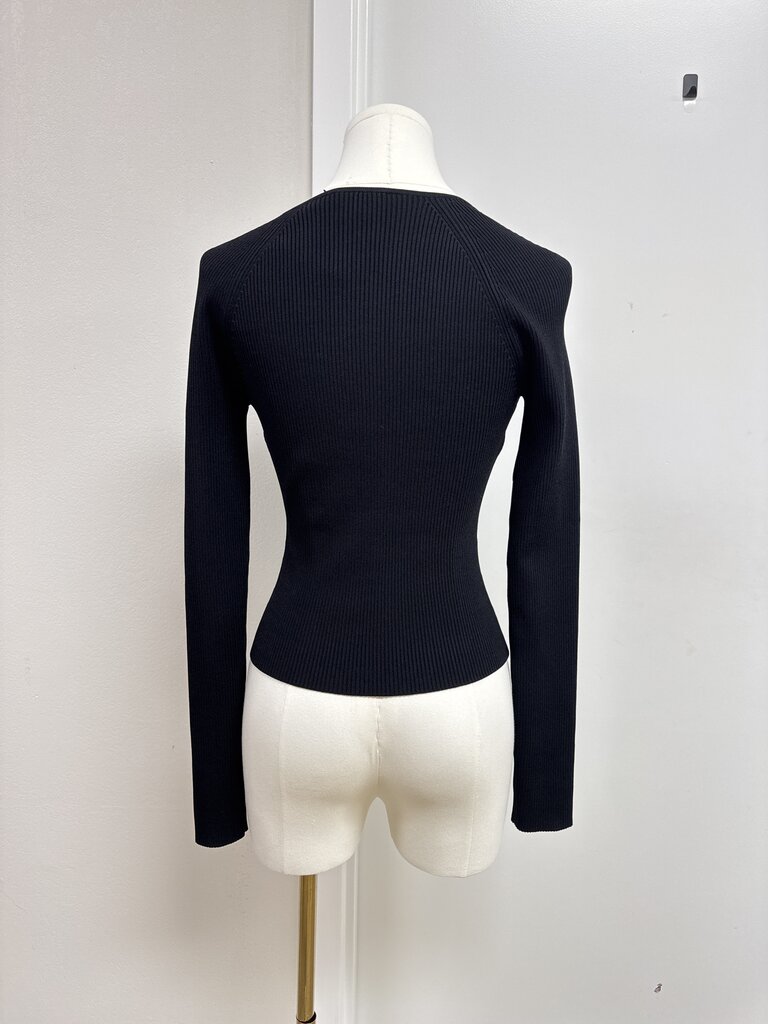 Simkhai Black Ribbed Knit Tee