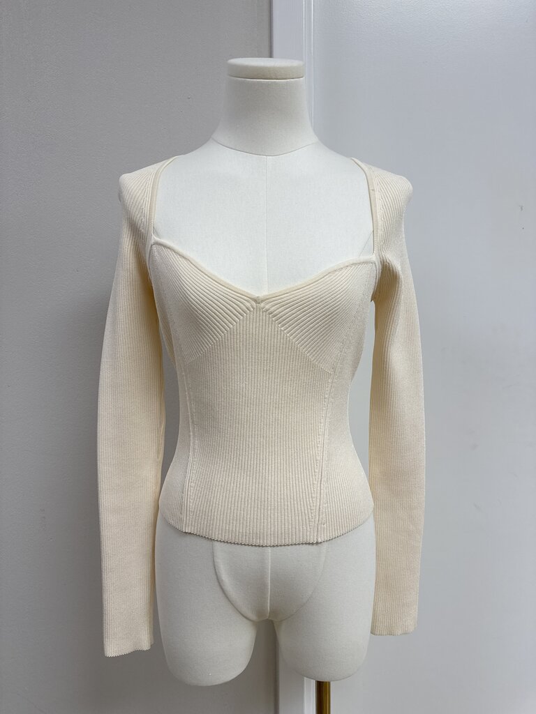 Simkhai Ivory Ribbed Knit Tee