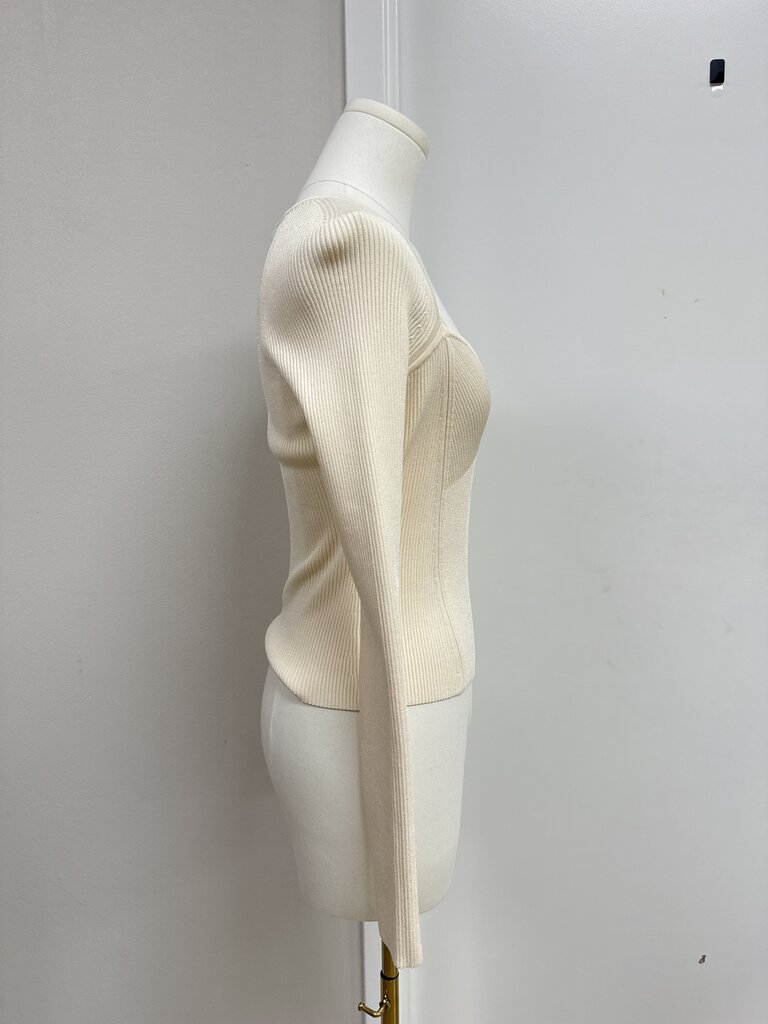 Simkhai Ivory Ribbed Knit Tee