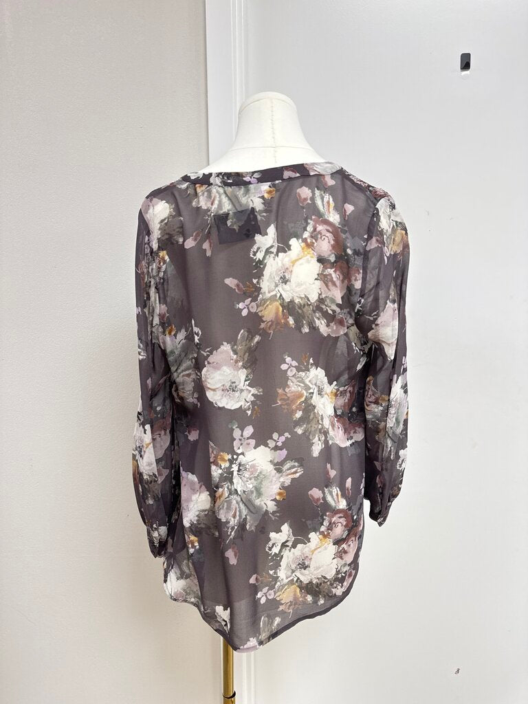 Joie Mauve Floral Sheer Blouse