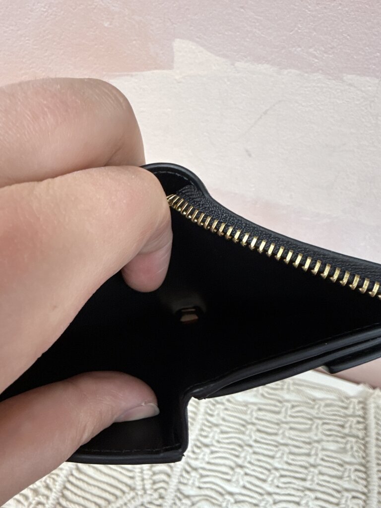 Balmain Black and Ecru Zip Around Coin Wallet