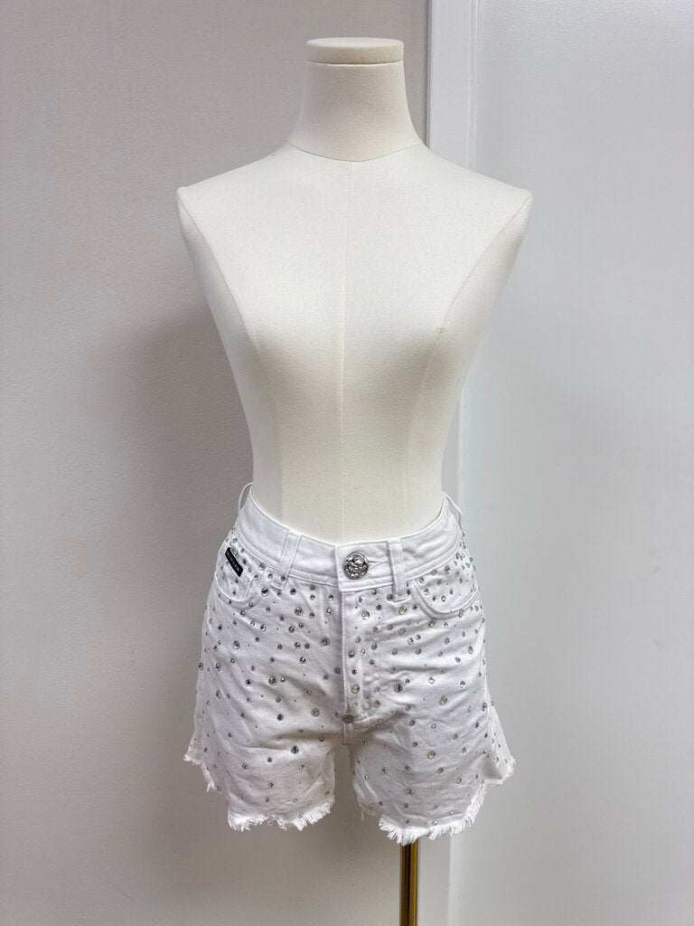 Philipp Plain White Crystal Hot Pants
