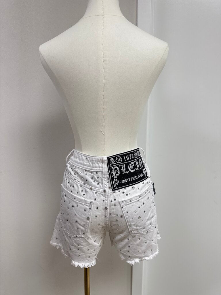 Philipp Plain White Crystal Hot Pants