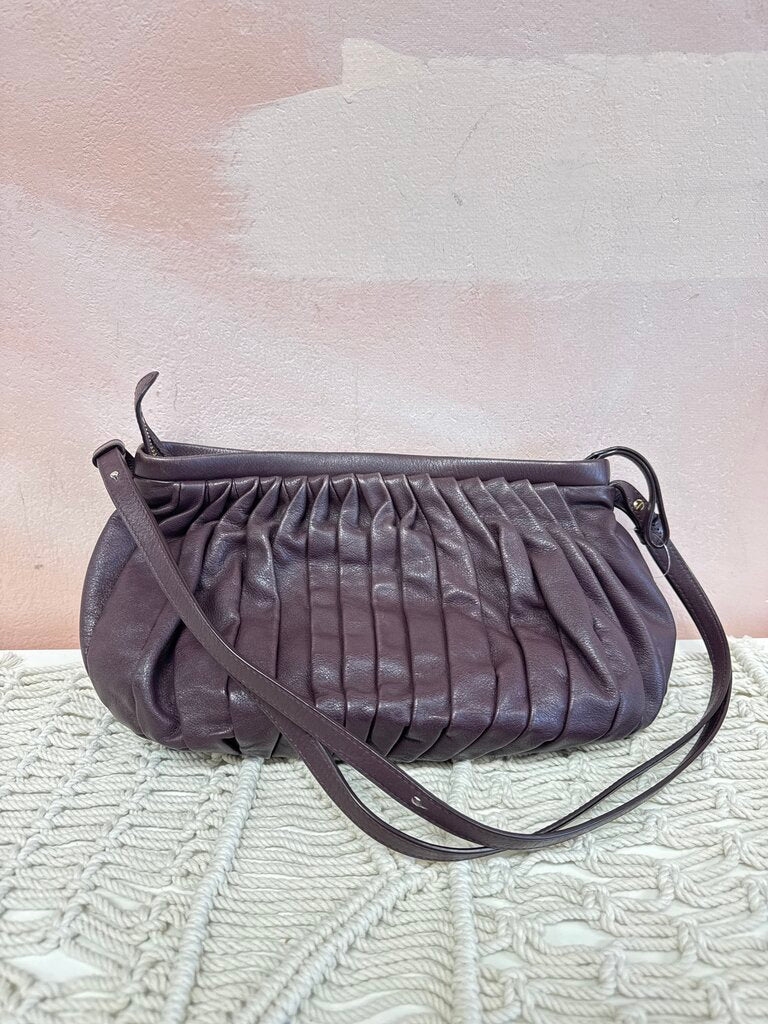 Mansur Graviel Maroon Pleated Shoudler Bag